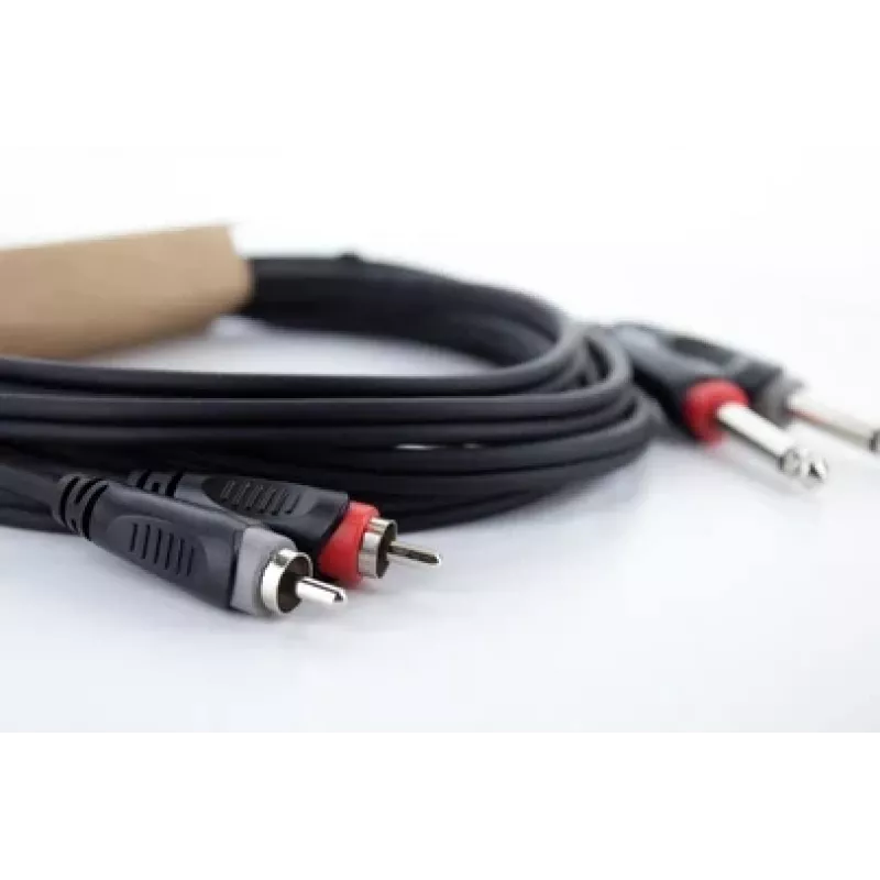 Cordial 14842 Cabo de áudio jack mono duplo para RCA 6m preto