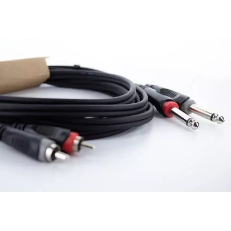 Cordial 14842 Cabo de áudio jack mono duplo para RCA 6m preto