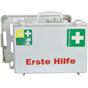 SÖHNGEN Mala de primeiros socorros DELUXE DIN 13157, caixa ABS laranja sinal, para montagem na parede, para até 50 pessoas O301139
