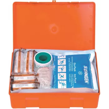 Söhngen DIN 13157 Caixa de primeiros socorros 3003045 laranja ABS resistente ao choque com suporte de parede