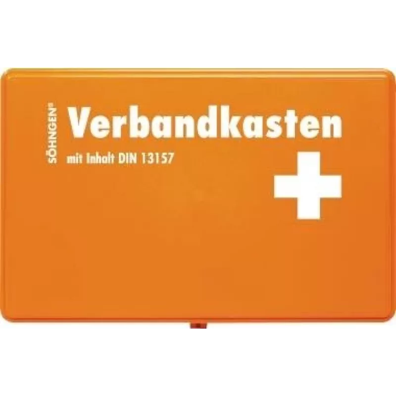 Söhngen DIN 13157 Caixa de primeiros socorros 3003045 laranja ABS resistente ao choque com suporte de parede