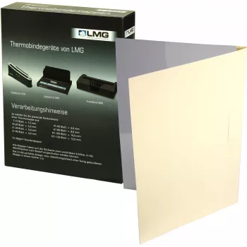 LMG Capas de encadernação térmica A4 bege linho 3 mm lombada pack de 50 BMDLEM-BEIG-R3