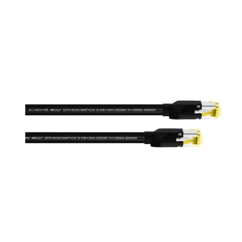Cordial 15582 Cabo de rede RJ45, cabo CAT 7a S/FTP, 15,00 m, preto, bainha PUR