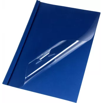 LMG Capas de encadernação térmica A4 azul aspeto couro 2,0 mm lombada, pack de 50 LMG-BMDLM-BL-R2