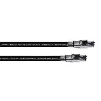 Cordial 15610 Cabo de rede RJ45, cabo CAT 6a SF/UTP 2,00 m preto bainha PUR 1 unid.