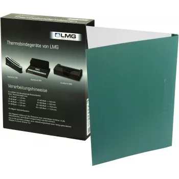 LMG Capas de encadernação térmica A4 verde linho 3 mm lombada pack de 50 BMDLEM-GR-R3