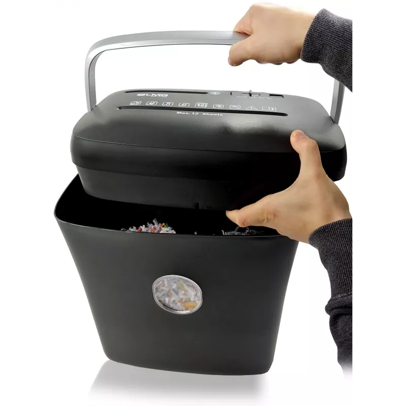 LMG DWS-1012CD Destruidora de documentos com corte em partículas e recipiente separado para CD/DVD, nível de segurança P-4, 10-12 folhas, 21L