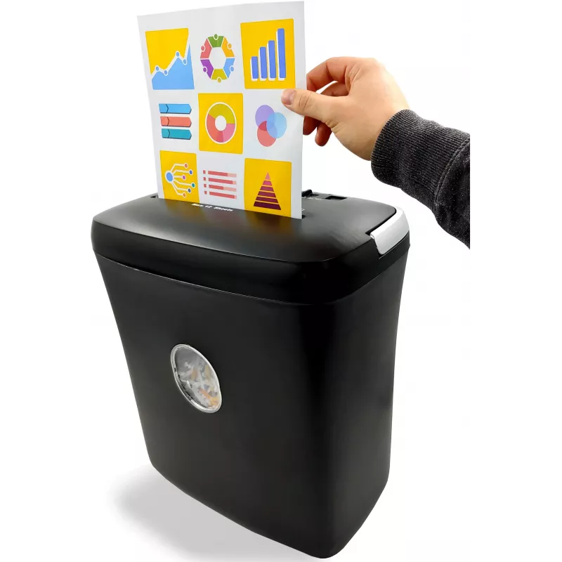 LMG DWS-1012CD Destruidora de documentos com corte em partículas e recipiente separado para CD/DVD, nível de segurança P-4, 10-12 folhas, 21L