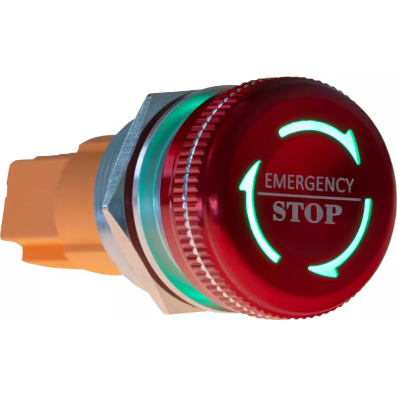 JOY-IT Button22NA-01 Botão de paragem de emergência, bloqueio mecânico, vermelho/verde, Ø22 mm, IP67, IK10