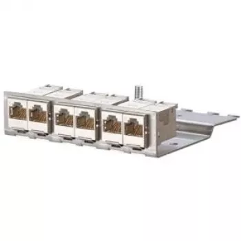 Patch panel METZCONNECT BTR E-DATmodul 6x88 1U CAT6 com 6 módulos RJ45 blindados, gestão de cabos integrada e alívio de tração 130922-03-E