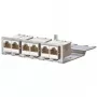 Patch panel METZCONNECT BTR E-DATmodul 6x88 1U CAT6 com 6 módulos RJ45 blindados, gestão de cabos integrada e alívio de tração 130922-03-E