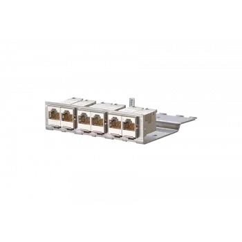 Patch panel METZCONNECT BTR E-DATmodul 6x88 1U CAT6 com 6 módulos RJ45 blindados, gestão de cabos integrada e alívio de tração 130922-03-E