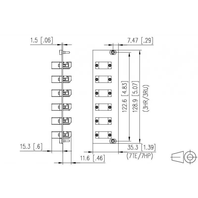 METZ BTR 15024A7406-E OpDAT REGpro frontal 3HE 7TE 6xLC-D SM (cerâmica azul)