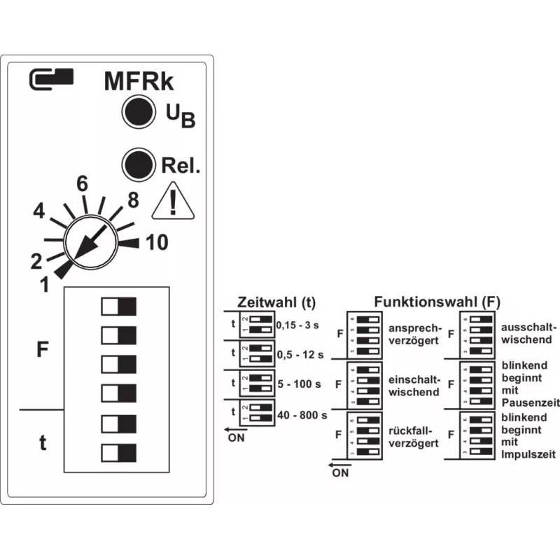 Relé temporizador multifunções METZ CONNECT MFRk-E12 0,15-800s, 24-240V AC/DC, 1 CO 110310412230
