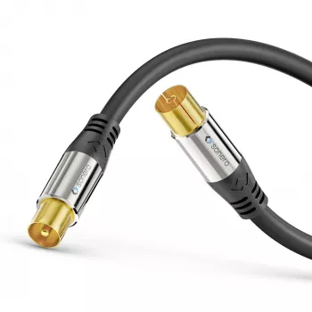 PURELINK Sonero Cabo de antena 2m S-AC000-020 Premium, coaxial ficha macho para fêmea, 75 Ohm, duplamente blindado, branco