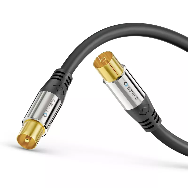 PURELINK Sonero Cabo de antena 2m S-AC000-020 Premium, coaxial ficha macho para fêmea, 75 Ohm, duplamente blindado, branco