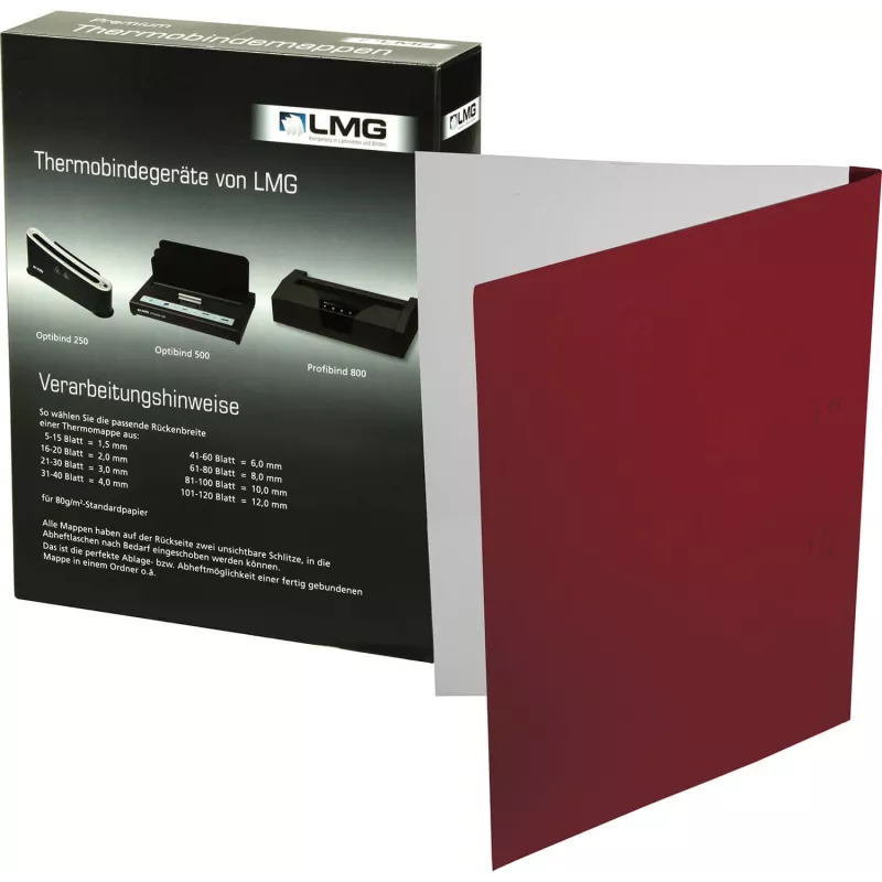 LMG Capa de encadernação térmica A4 vermelho-escuro linho 4mm lombada (BMDLEM-RO-R4)