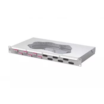 METZ CONNECT Painel de patch de fusão de fibra ótica 6 portas SC duplex OM4 1U montagem em rack 19 polegadas 150457BB06-F