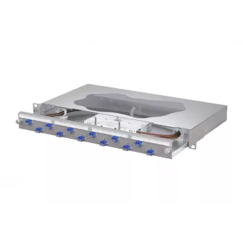 METZ CONNECT Painel de patch de fusão de fibra ótica 12x LC-Duplex OS2 monomodo, 1U, cinzento-claro 1504697412-F
