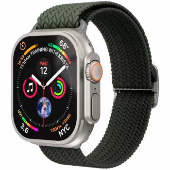 VONMÄHLEN Woven Loop para Apple Watch 44/45/46/49mm, verde-azeitona