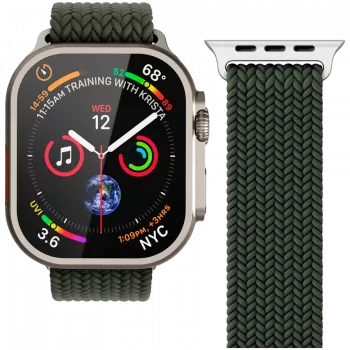 VONMÄHLEN Woven Loop para Apple Watch 44/45/46/49mm, verde-azeitona
