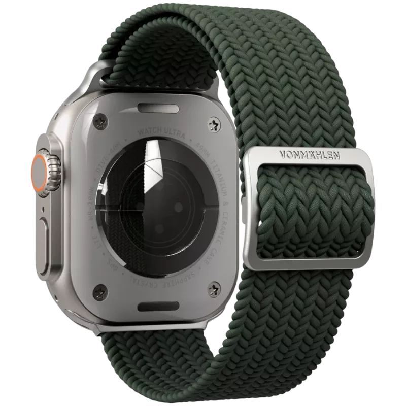 VONMÄHLEN Woven Loop para Apple Watch 44/45/46/49mm, verde-azeitona