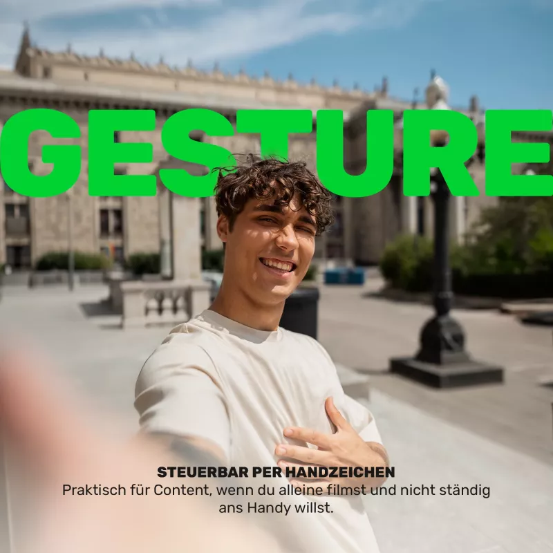 GREEN MNKY GM TrackMotion Gimbal Z.SH.1 - estabilizador para smartphone com seguimento inteligente de rosto e objetos, rotação 360°, controlo por gestos, USB-C, preto