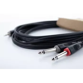 Cordial 14862 cabo adaptador Y de áudio 3,5 mm estéreo para 2x 6,3 mm mono cabo duplo PVC