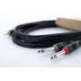 Cordial 14864 cabo adaptador Y de áudio, ficha estéreo 3,5mm para 2x ficha mono 6,3mm, 0,3m, cabo duplo PVC, preto