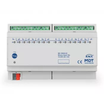Módulo de entrada binária MDT BE-16024.02 16 canais 8TE calha DIN 24V AC/DC KNX