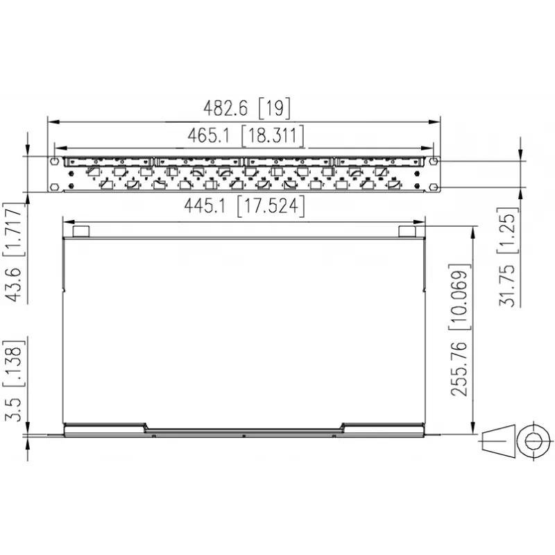 Painel de patch de fibra ótica com emendas METZ CONNECT 24 portas LC-Duplex OM4, 1U montagem em rack 19 polegadas, cinzento claro 1504577524-E
