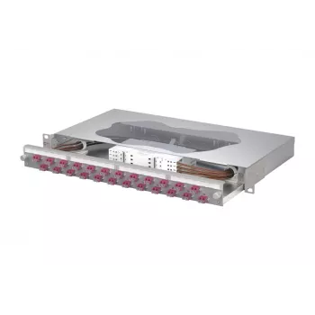 Painel de emendas e patch METZ CONNECT 24xLC-Duplex OM4, 1U montagem em rack, 48 fibras 1504677524-E