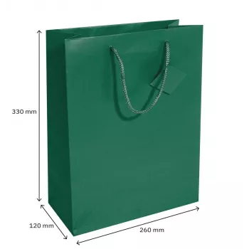 SIGEL GT500 saco de presente grande em papel verde-opala com verniz mate e etiqueta de presente