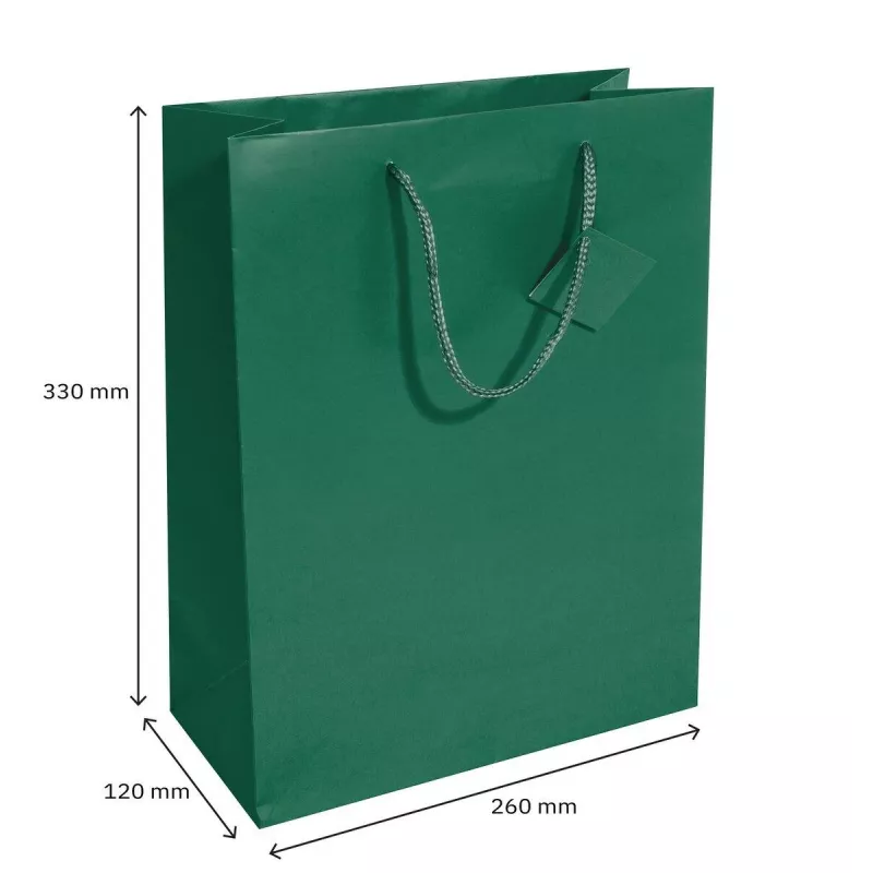 SIGEL GT500 saco de presente grande em papel verde-opala com verniz mate e etiqueta de presente