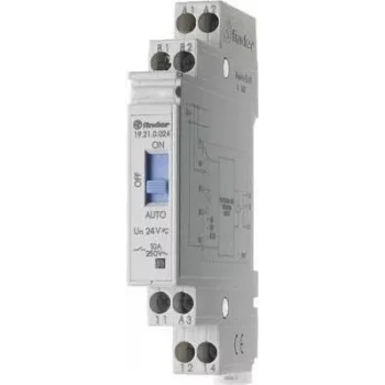 Interruptor crepuscular Finder 19.21.0.024 com temporizador e contacto de retorno, 1 CO 10 A, 24 V AC/DC