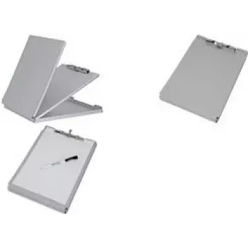 Prancheta MAUL MAULcase com compartimento de arrumação, DIN A4, alumínio, abertura 8 mm, abertura superior, prateada 2354808