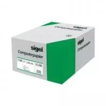 Papel contínuo para computador Sigel 08371, perfuração simples, linhas verdes, 203 x 375 mm, 60 g/m², 2000 folhas