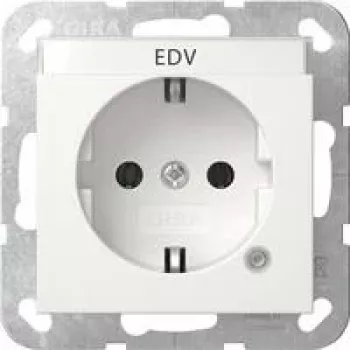 Tomada SCHUKO Gira com LED de controlo e proteção reforçada contra contacto, branco puro brilhante, 16 A, 250 V, encastrar, System 55 445203