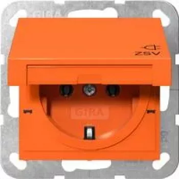 Tomada SCHUKO Gira com tampa basculante, proteção reforçada contra contacto, laranja 4454109
