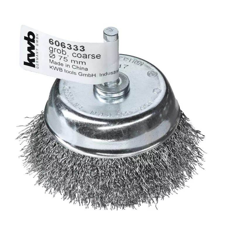 KWB 606333 escova de copo de aço HSS prensado, 50 mm de diâmetro, haste de 6 mm, para berbequins e aparafusadoras sem fio