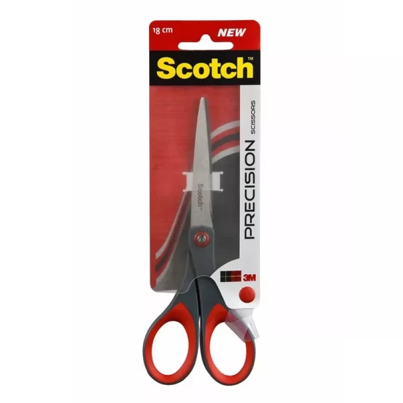 Tesoura de precisão 3M Scotch 180 mm vermelho/cinzento ponta aço inoxidável Comfort Grip (1447)