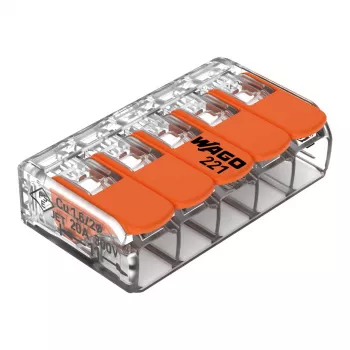 Conector de ligação WAGO 221-415 COMPACT 5 condutores 4 mm², pack de 25