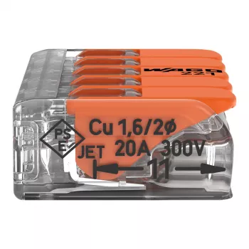 Conector de ligação WAGO 221-415 COMPACT 5 condutores 4 mm², pack de 25