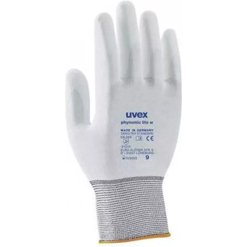 Luvas de proteção Uvex phynomic lite w, tamanho 9, cinzento/branco 6004109