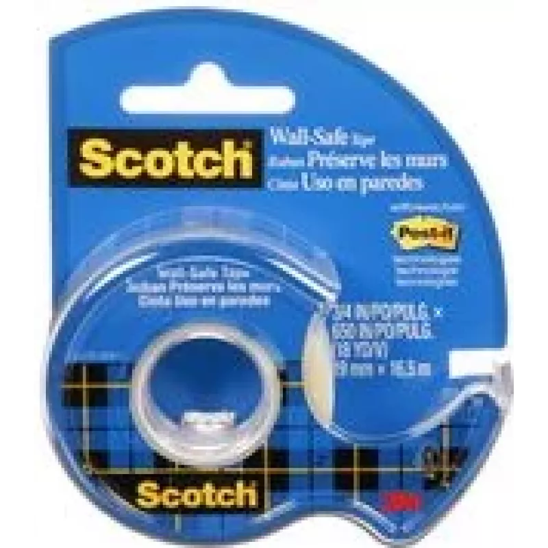 Fita adesiva 3M Scotch Wall-Safe com aplicador manual, 19mm x 16,5m, transparente, removível sem deixar resíduos 183-EFDG