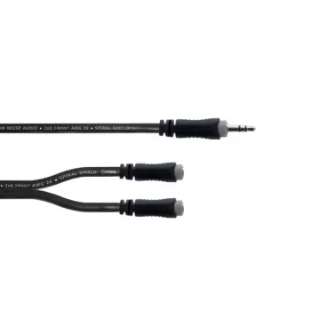 Cabo adaptador Y estéreo Cordial 14883 3,5 mm, 1x ficha jack macho para 2x conector fêmea jack, 0,3 m, preto