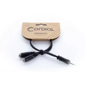 Cabo adaptador Y estéreo Cordial 14883 3,5 mm, 1x ficha jack macho para 2x conector fêmea jack, 0,3 m, preto