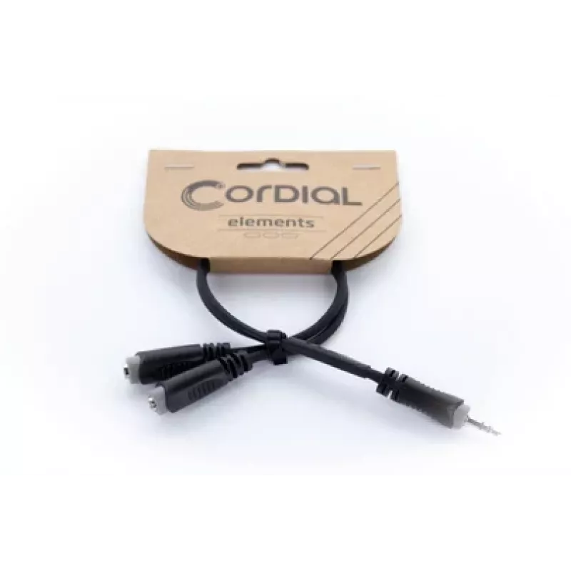 Cabo adaptador Y estéreo Cordial 14883 3,5 mm, 1x ficha jack macho para 2x conector fêmea jack, 0,3 m, preto