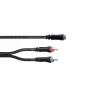 Cabo adaptador Y de áudio Cordial 14889 conector fêmea jack estéreo 3,5mm para 2x conector fêmea RCA 0,3m cabo duplo PVC preto