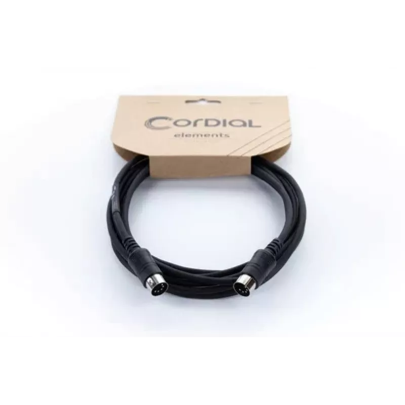 Cabo de ligação MIDI Cordial 1m, ficha DIN 5 pinos macho para macho, preto (14894)